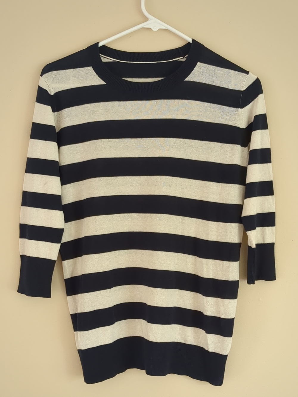 20" Pit-to-Pit Silk Cashmere Blend Lightweight Striped Sweater